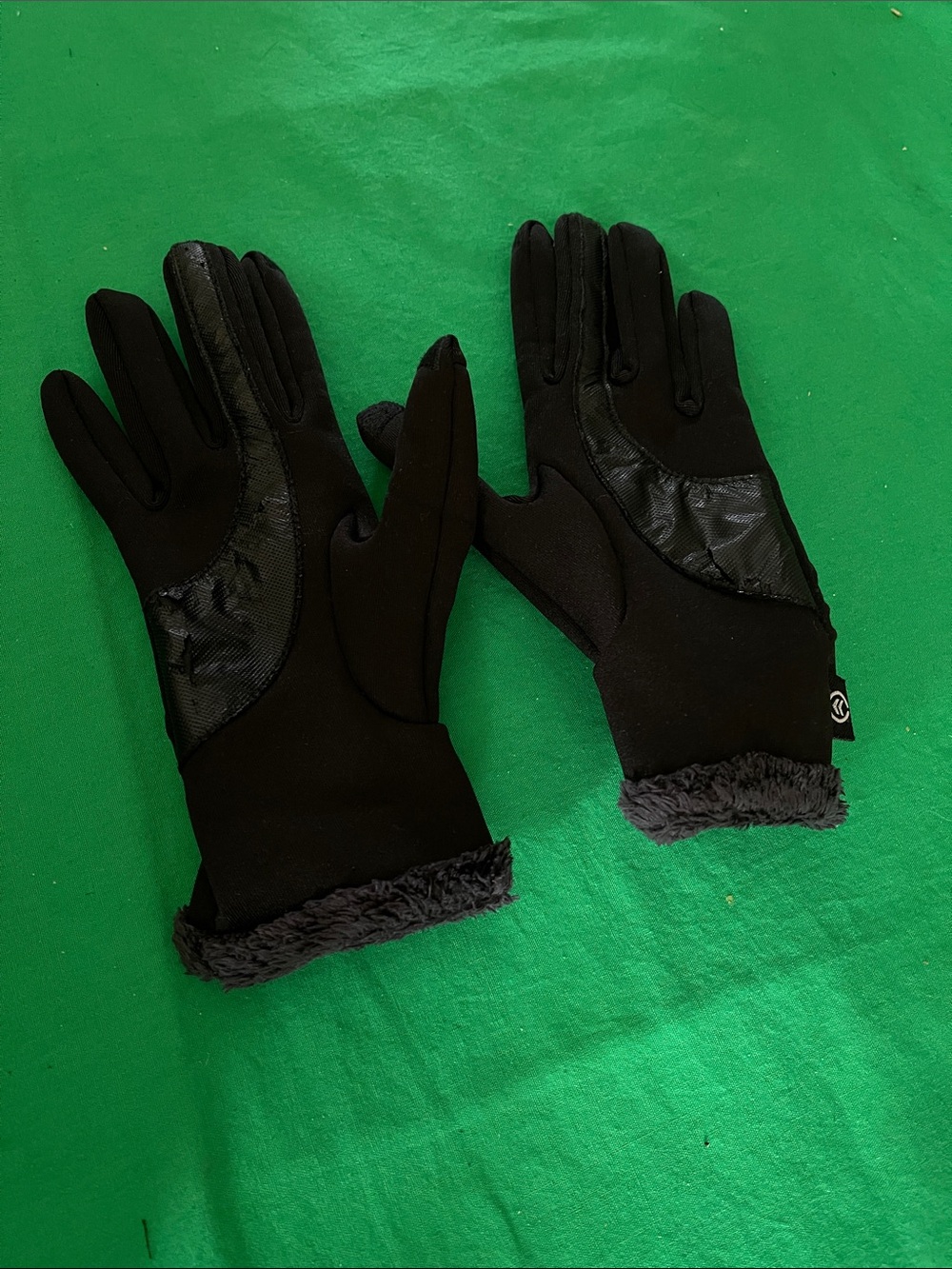 Men's Black Winter Tech Gloves with Faux Fur Cuff